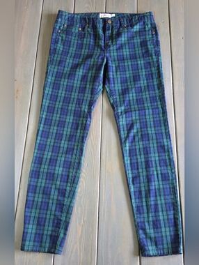Vineyard Vines Plaid Pants Womens Size 6 Blue Green Skinny Stretch Preppy
